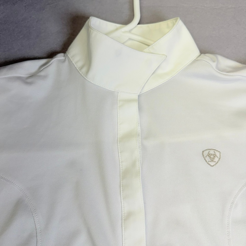 Ariat Pro Series Show Shirt Women Small White Short Sleeve Equestrian Snap Front - Picture 5 of 11